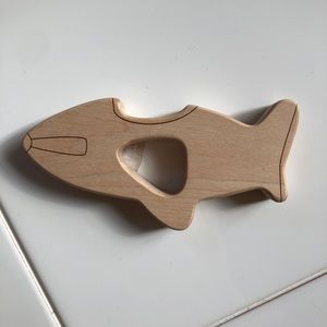 NWT Airplane teether natural wood baby teether
